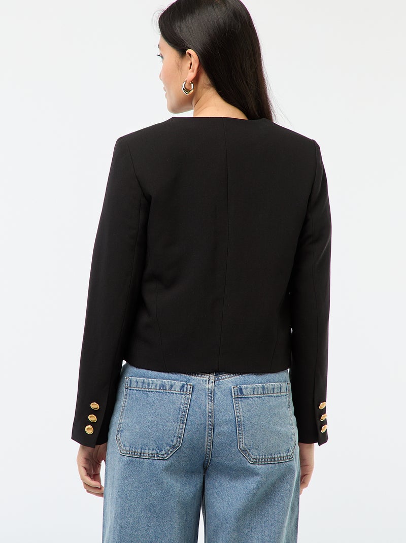 Chaqueta corta con botones dorados Negro - Kiabi