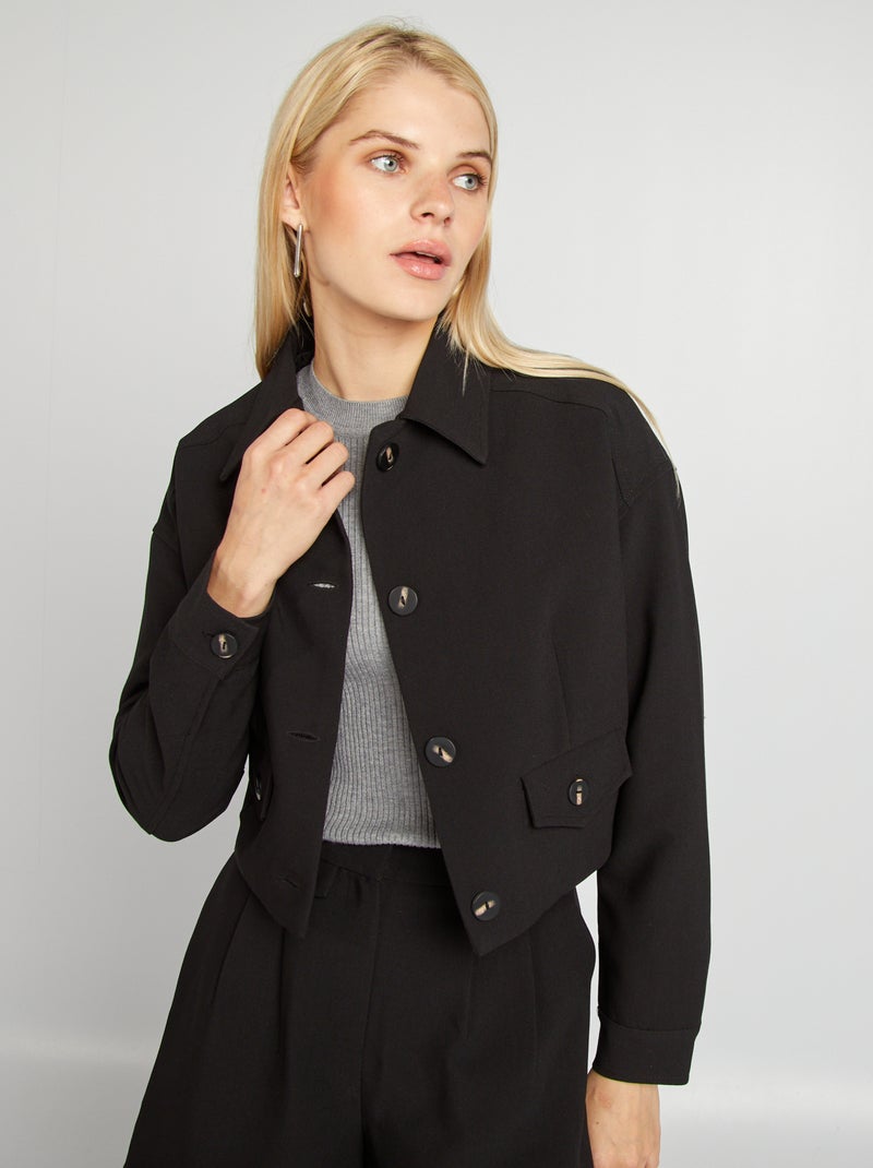 Chaqueta corta con botones negro - Kiabi