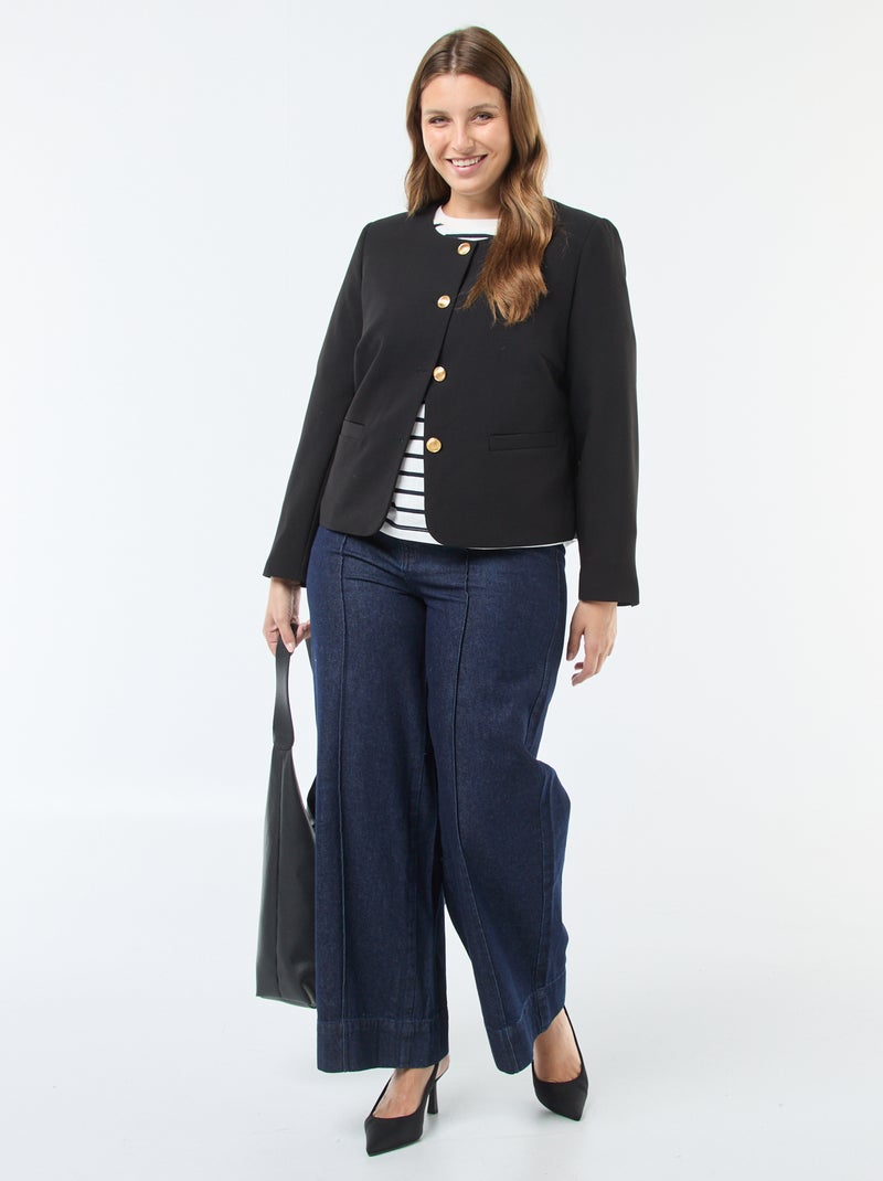 Chaqueta corta con botones retro Negro - Kiabi