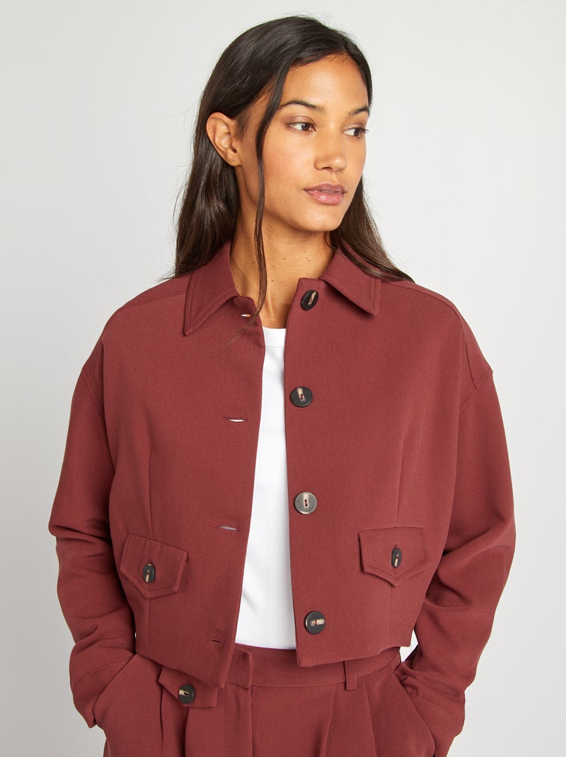 Chaqueta corta con botones ROJO - Kiabi