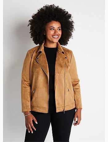 Chaqueta corta con cremallera en tejido de ante - AFIBEL