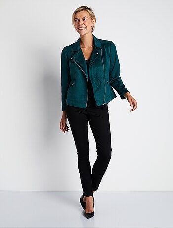 Chaqueta corta con cremallera en tejido de ante - AFIBEL