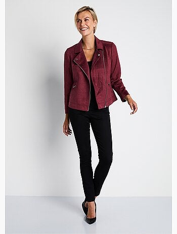 Chaqueta corta con cremallera en tejido de ante - AFIBEL