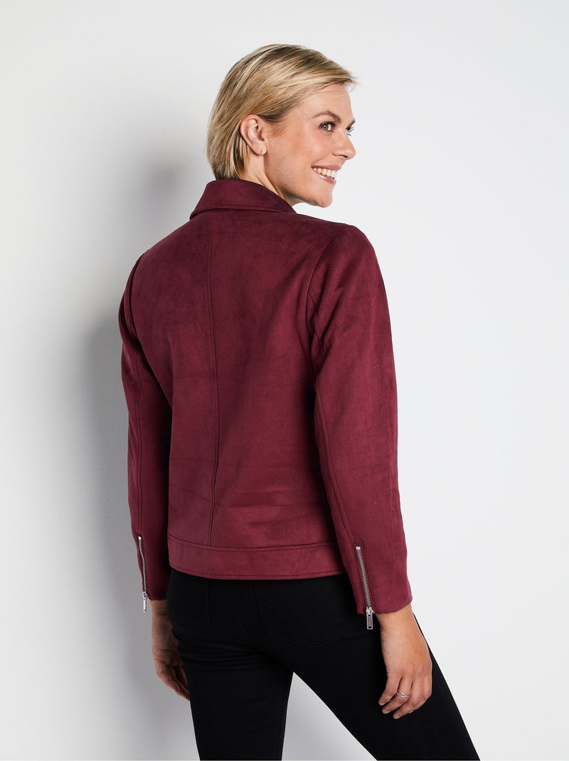 Chaqueta corta con cremallera en tejido de ante - AFIBEL Violeta - Kiabi