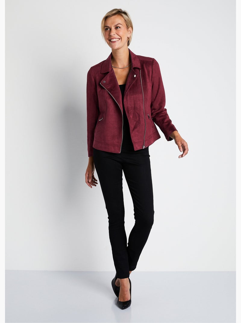 Chaqueta corta con cremallera en tejido de ante - AFIBEL Violeta - Kiabi