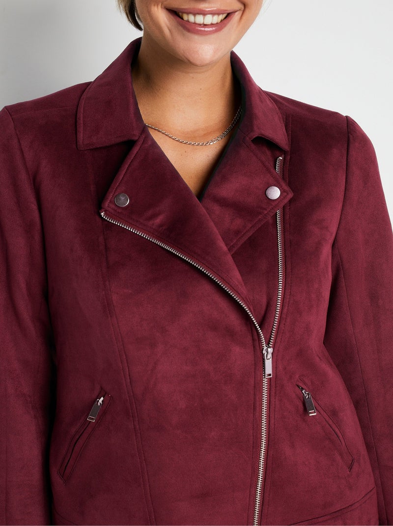 Chaqueta corta con cremallera en tejido de ante - AFIBEL Violeta - Kiabi
