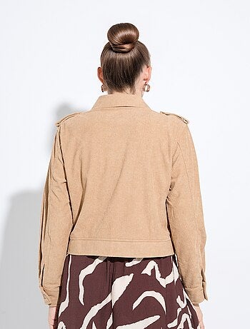 Chaqueta corta con cremallera en terciopelo acanalado grueso - AFIBEL