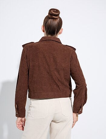 Chaqueta corta con cremallera en terciopelo acanalado grueso - AFIBEL