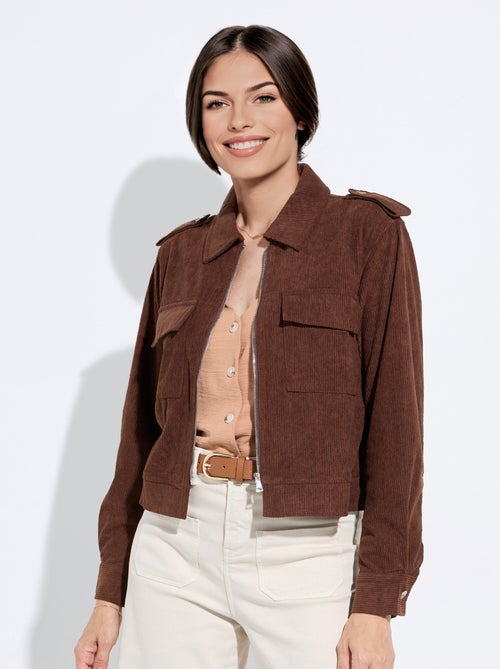 Chaqueta corta con cremallera en terciopelo acanalado grueso - AFIBEL - Kiabi Chaqueta corta con cremallera en terciopelo acanalado grueso - AFIBEL - Kiabi