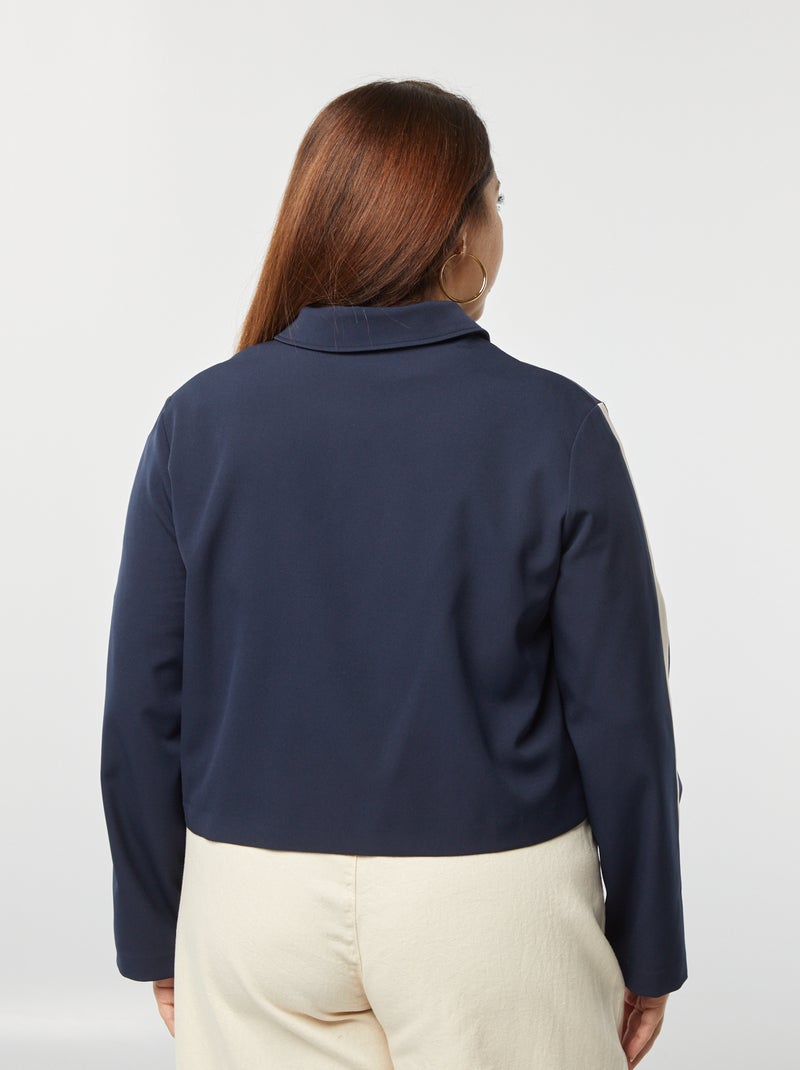 Chaqueta corta con cremallera y cuello de camisa AZUL - Kiabi