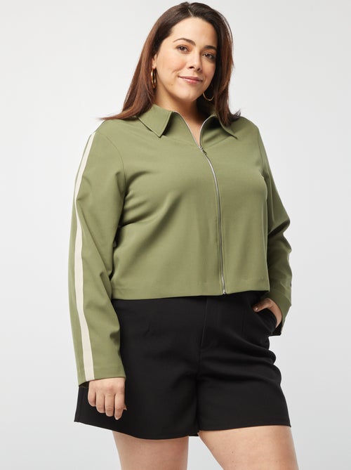 Chaqueta corta con cremallera y cuello de camisa - Kiabi