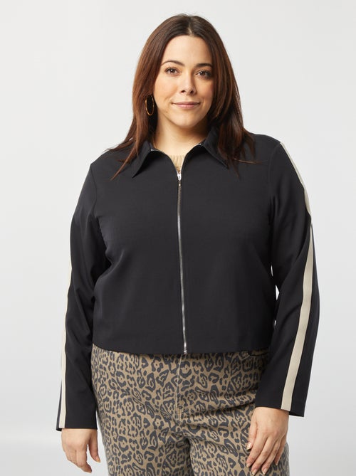 Chaqueta corta con cremallera y cuello de camisa - Kiabi