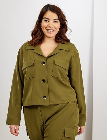 Chaqueta corta con cuello de pijama - Kiabi