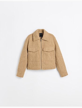 Chaqueta corta con efecto bouclé, mo fashion