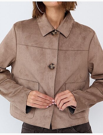 Chaqueta corta con efecto de ante, mo fashion