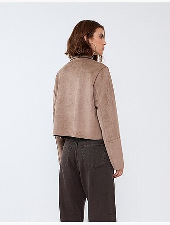 Chaqueta corta con efecto de ante, mo fashion
