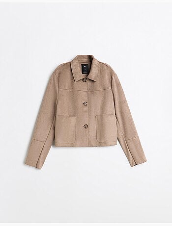 Chaqueta corta con efecto de ante, mo fashion