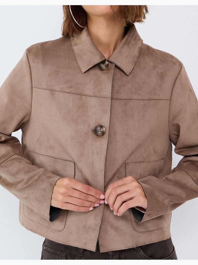 Chaqueta corta con efecto de ante, mo fashion Beige - Kiabi