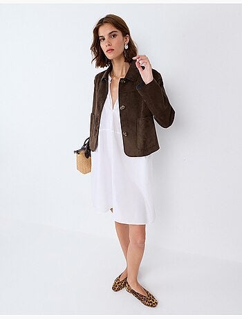 Chaqueta corta con efecto de ante, mo fashion