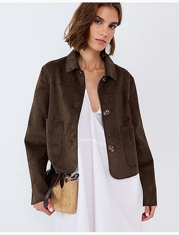 Chaqueta corta con efecto de ante, mo fashion