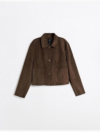Chaqueta corta con efecto de ante, mo fashion