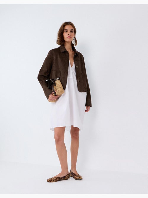 Chaqueta corta con efecto de ante, mo fashion - Kiabi Chaqueta corta con efecto de ante, mo fashion - Kiabi