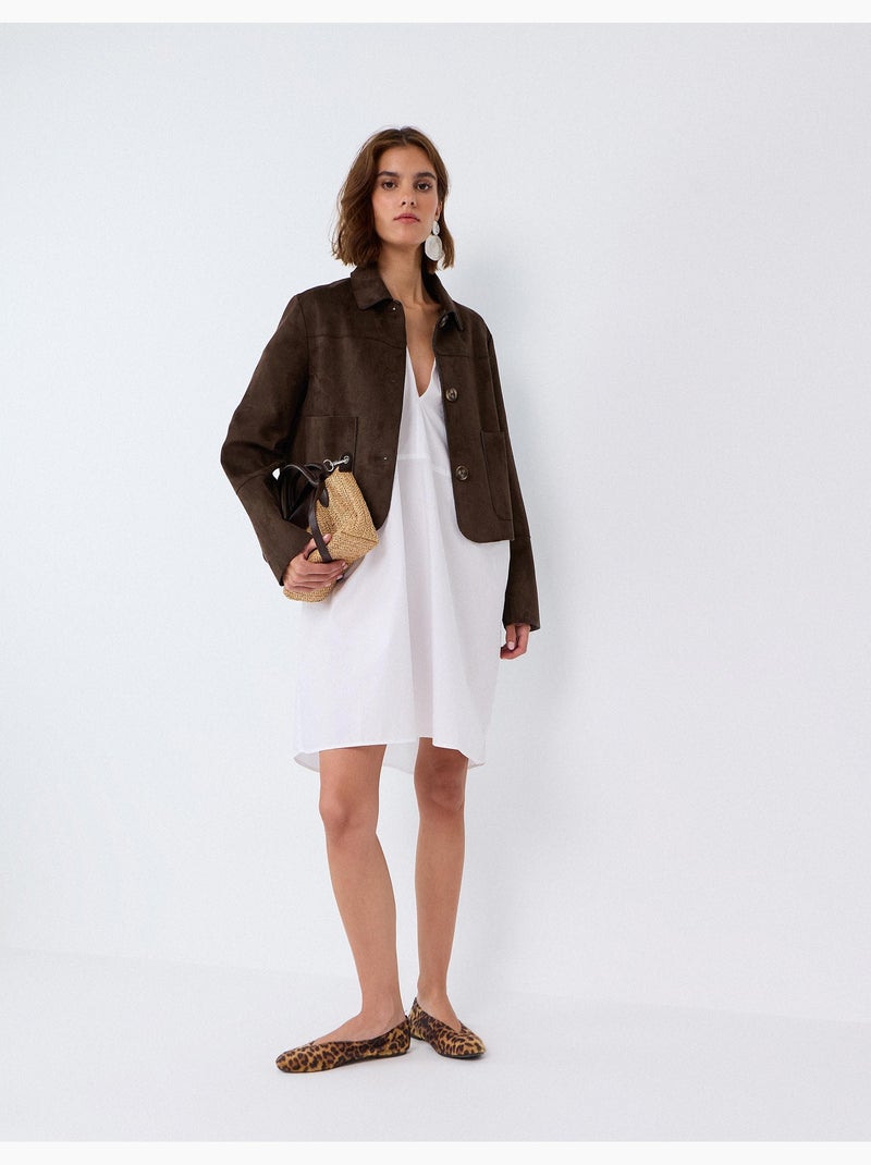 Chaqueta corta con efecto de ante, mo fashion Marrón - Kiabi
