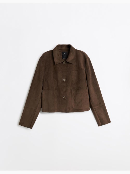 Chaqueta corta con efecto de ante, mo fashion - Kiabi Chaqueta corta con efecto de ante, mo fashion - Kiabi