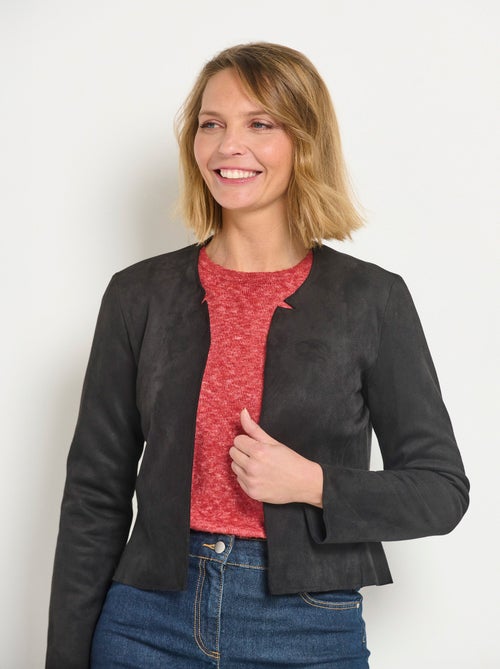 Chaqueta corta con peplum de ante - AFIBEL - Kiabi