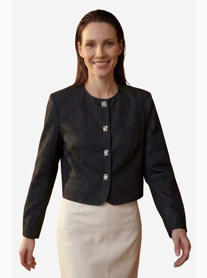 Chaqueta corta confeccionada con cierre de botones my fashion Negro - Kiabi