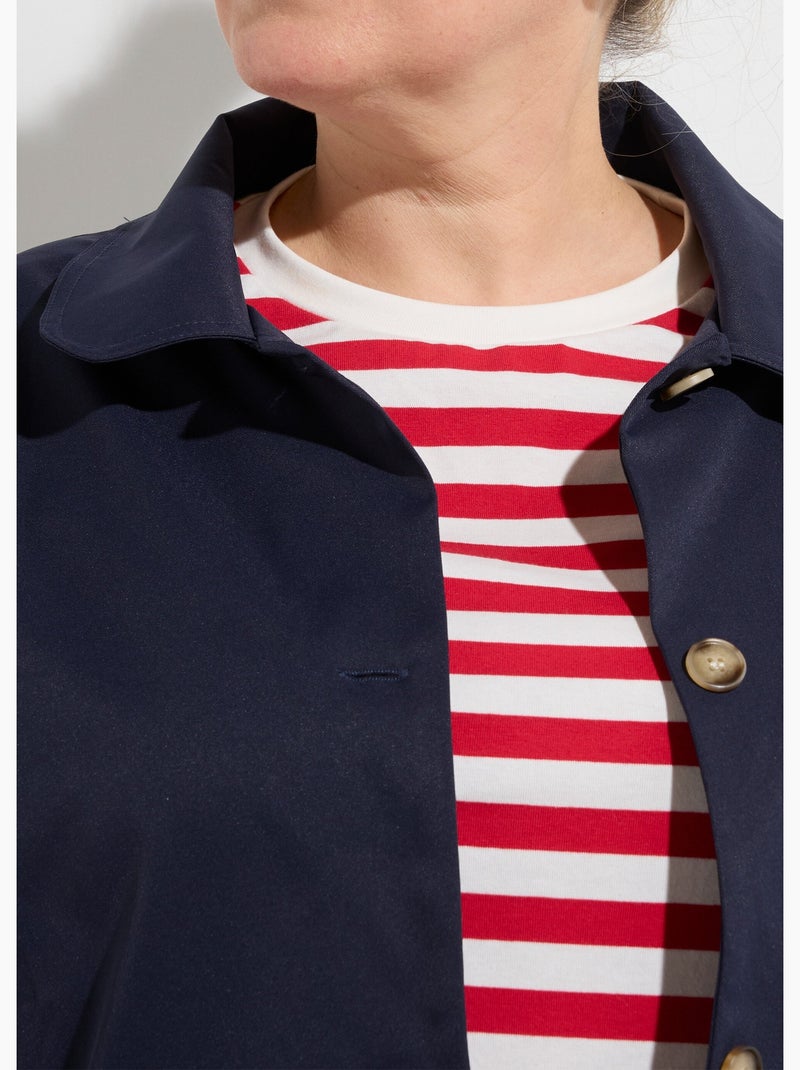 Chaqueta corta de algodón, cuello Peter Pan - AFIBEL Azul marino - Kiabi