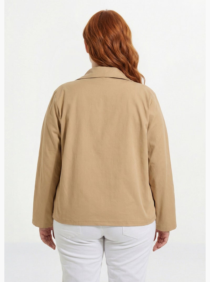 Chaqueta corta de algodón, cuello Peter Pan - AFIBEL Beige - Kiabi