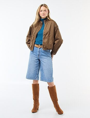 Chaqueta corta de ante sintético