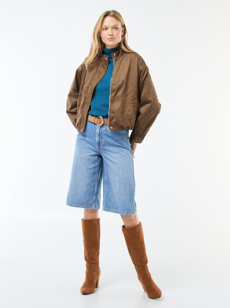 Chaqueta corta de ante sintético Kaki - Kiabi