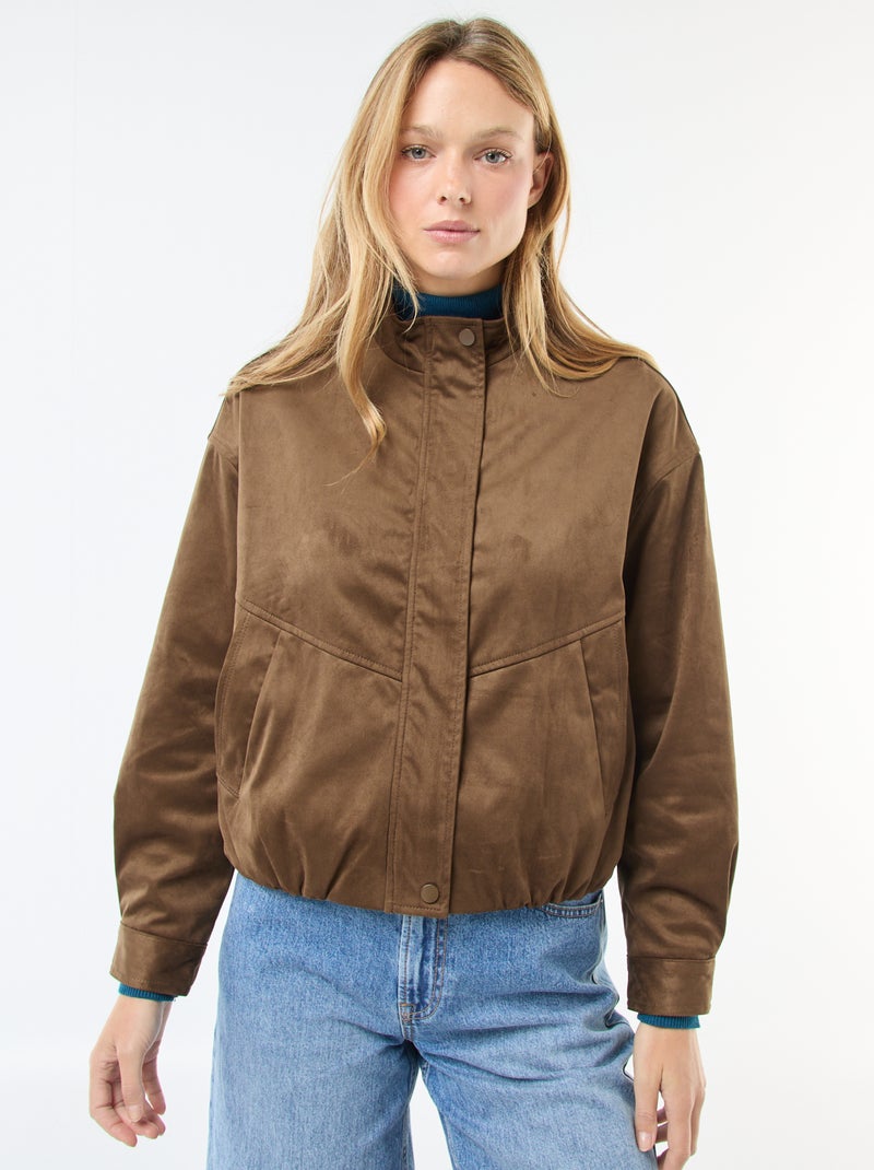 Chaqueta corta de ante sintético Kaki - Kiabi