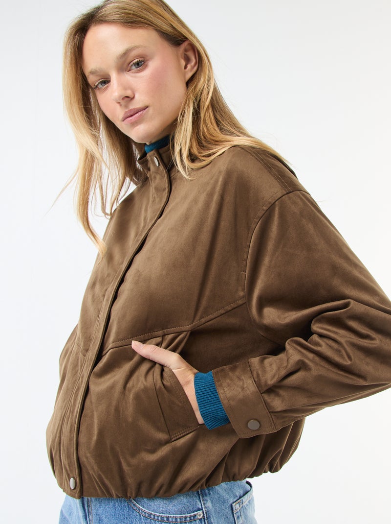 Chaqueta corta de ante sintético Kaki - Kiabi