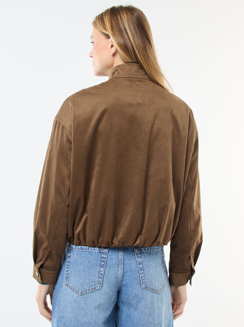 Chaqueta corta de ante sintético Kaki - Kiabi