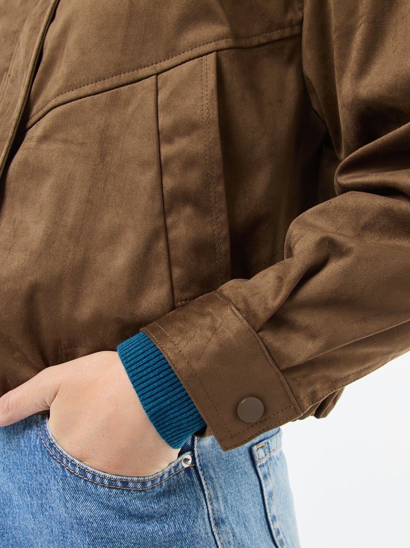Chaqueta corta de ante sintético Kaki - Kiabi