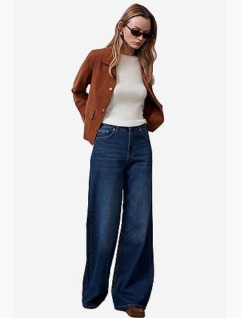 Chaqueta corta de ante sintético para mujer dilvin