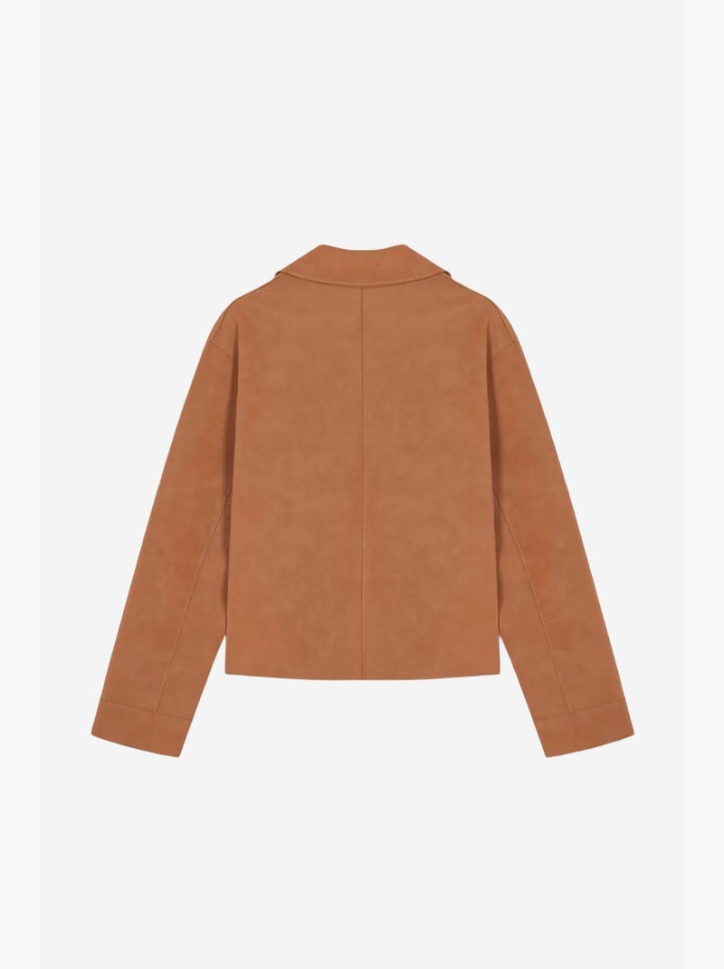 Chaqueta corta de ante sintético para mujer dilvin Marrón - Kiabi