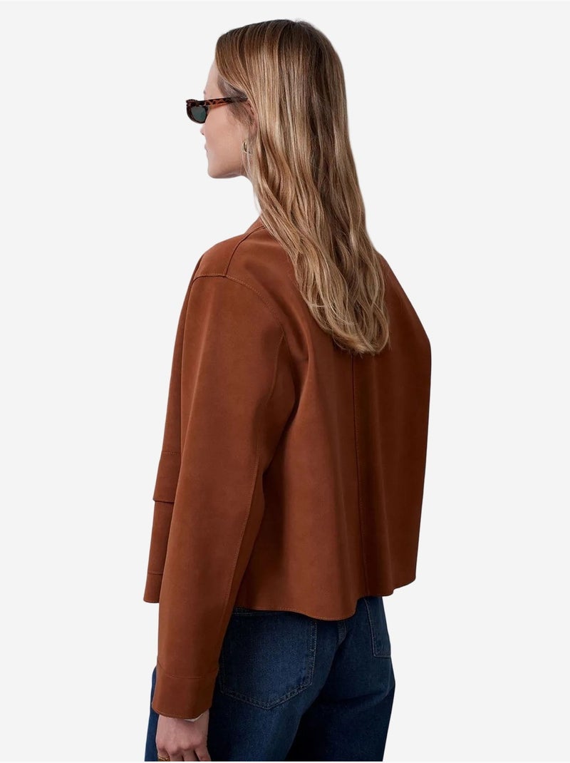 Chaqueta corta de ante sintético para mujer dilvin Marrón - Kiabi