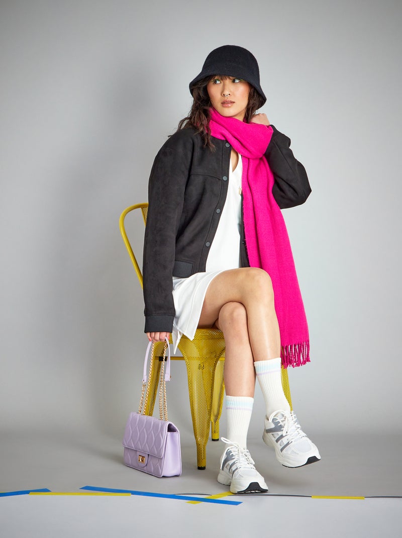 Chaqueta corta de antelina Negro - Kiabi
