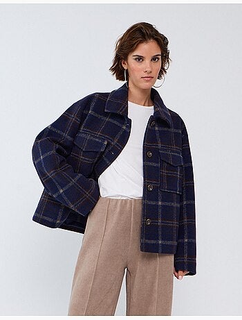Chaqueta corta de cuadros, mo fashion