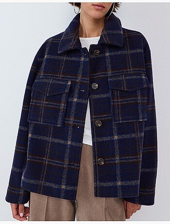 Chaqueta corta de cuadros, mo fashion