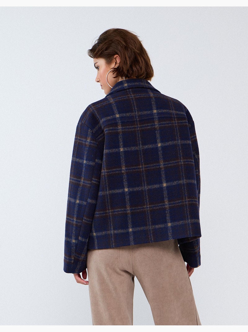 Chaqueta corta de cuadros, mo fashion Azul - Kiabi