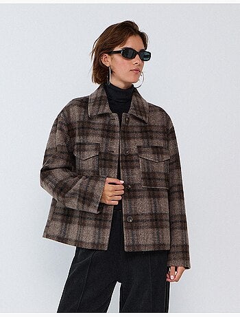 Chaqueta corta de cuadros, mo fashion
