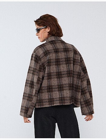 Chaqueta corta de cuadros, mo fashion