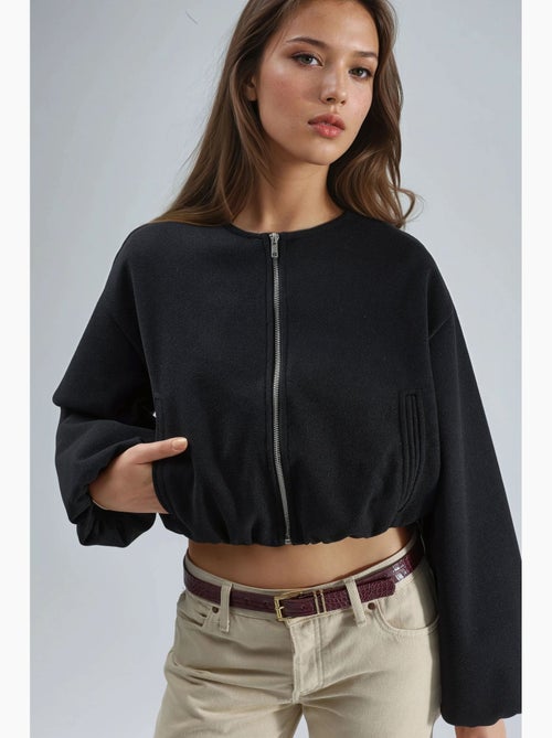 Chaqueta corta de gabardina con cremallera y bolsillo busem - Kiabi