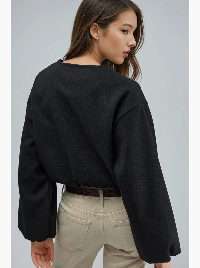 Chaqueta corta de gabardina con cremallera y bolsillo busem Negro - Kiabi