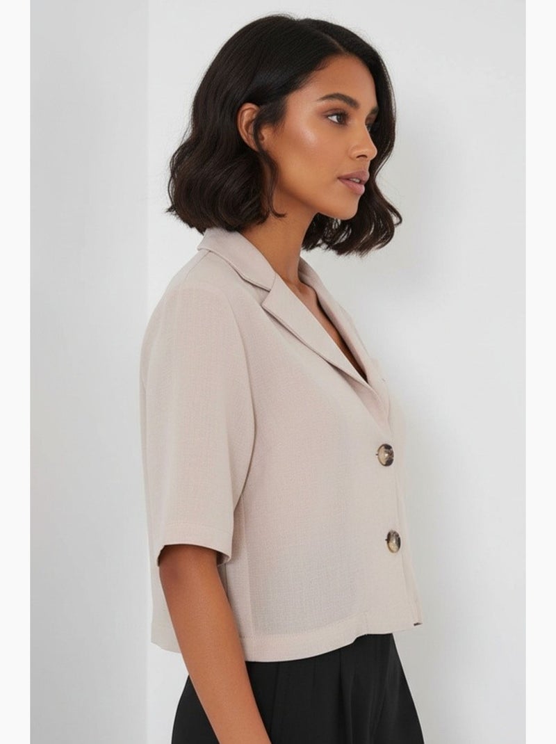 Chaqueta corta de lino bdart Beige arcilla - Kiabi